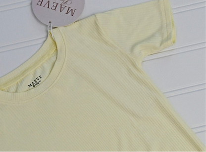 Toddler Short Sleeve Pajama Set - Ribbed - Soft Sunshine