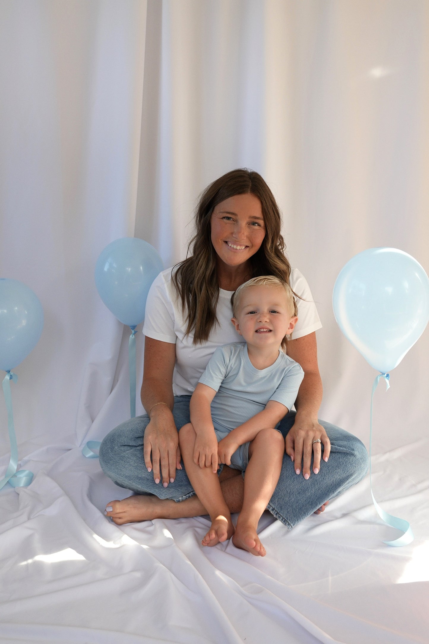 Toddler Short Sleeve Pajama Set - Ribbed - Soft Sky
