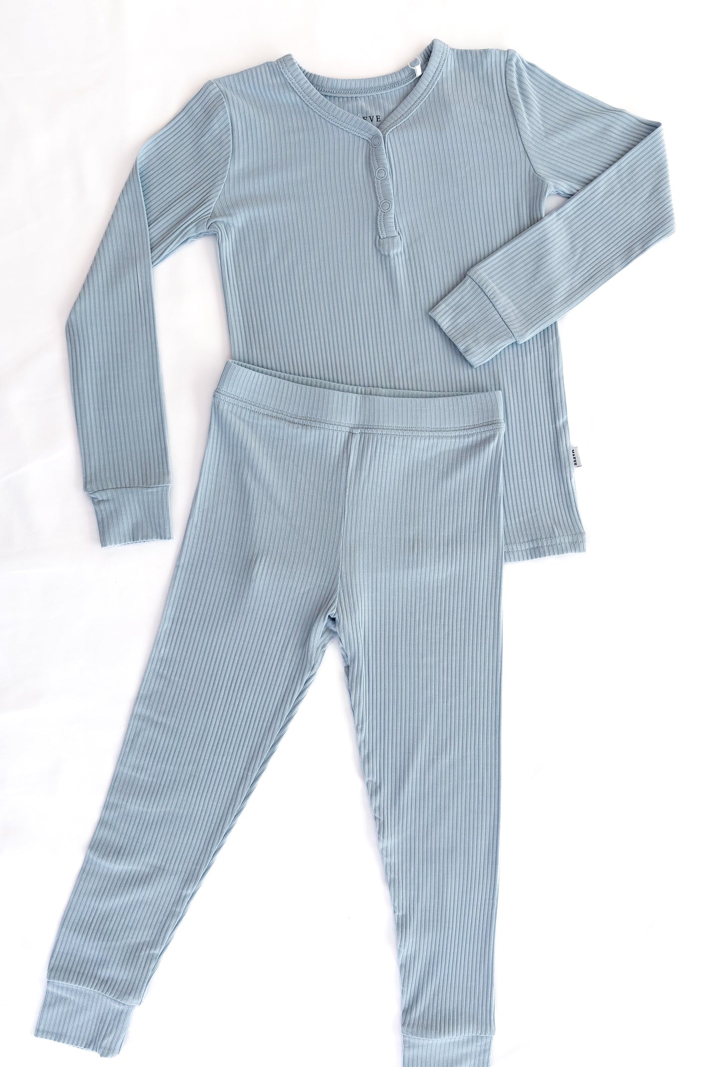 Toddler Long Sleeve Pajama Set - Ribbed - Soft Sky