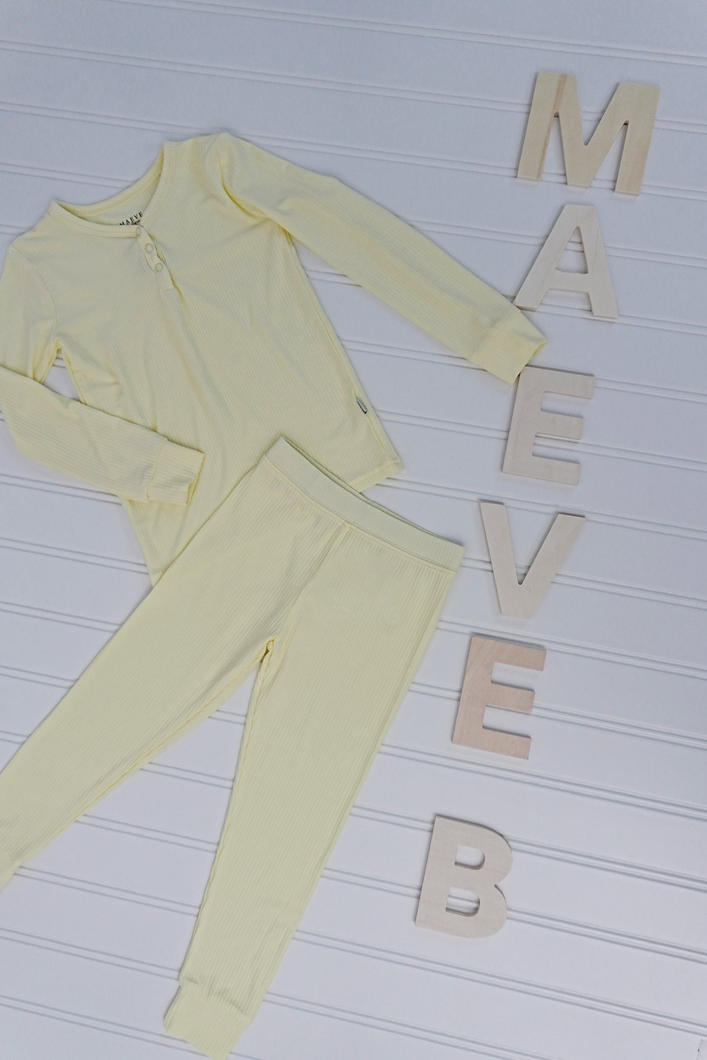 Toddler Long Sleeve Pajama Set - Ribbed - Soft Sunshine