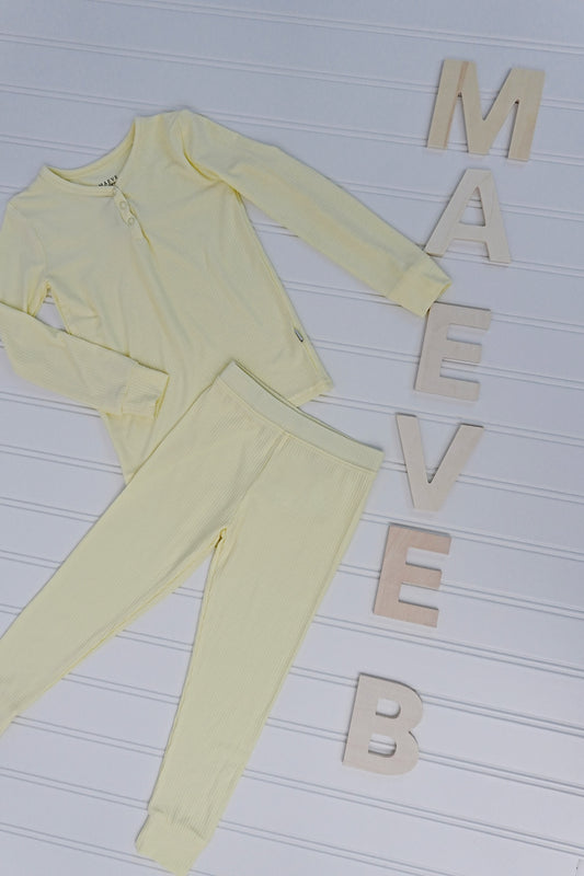 Toddler Long Sleeve Pajama Set - Ribbed - Soft Sunshine