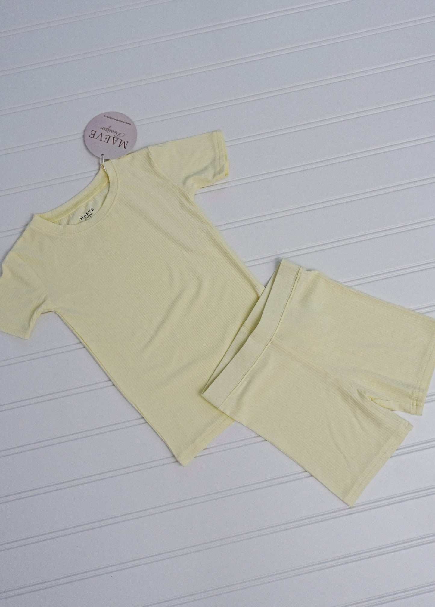 Toddler Short Sleeve Pajama Set - Ribbed - Soft Sunshine