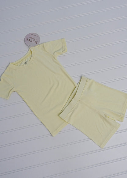 Toddler Short Sleeve Pajama Set - Ribbed - Soft Sunshine