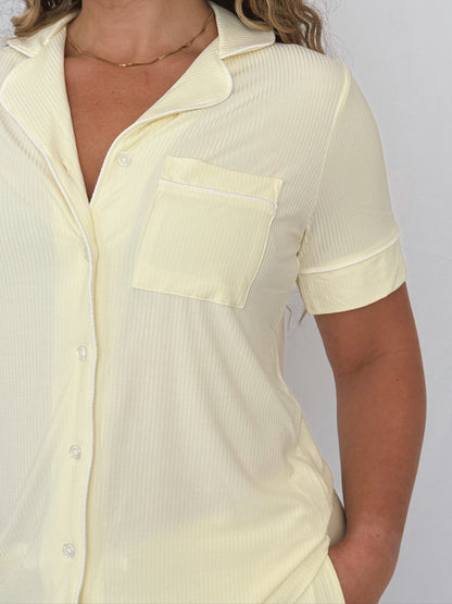 Women’s Short Sleeve Pajama Set - Soft Sunshine