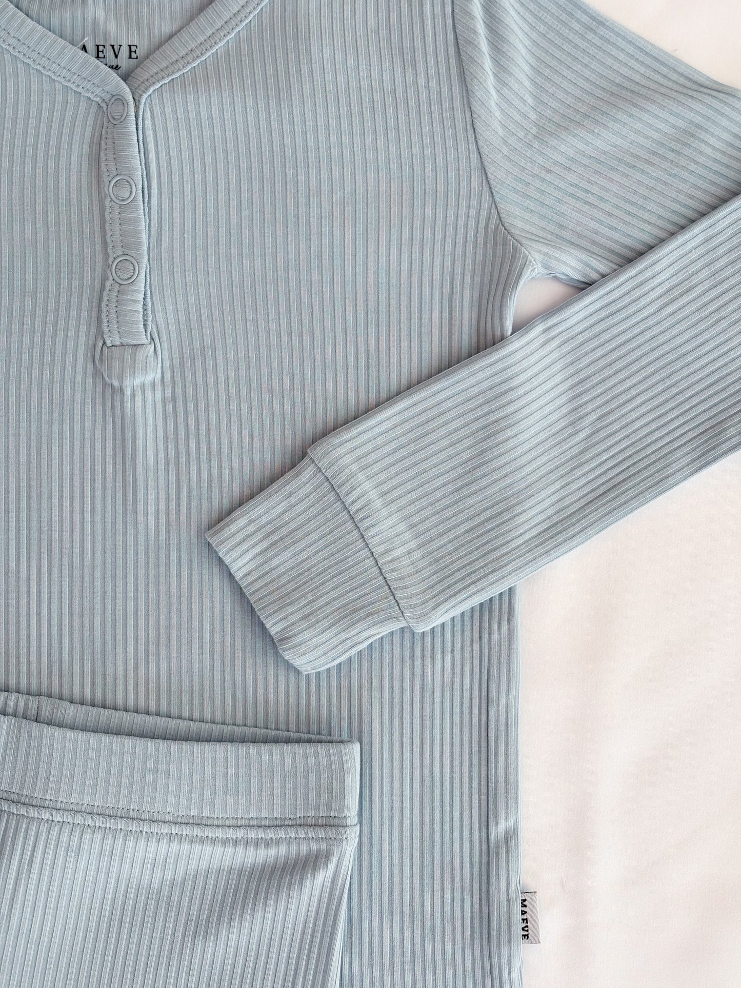 Toddler Long Sleeve Pajama Set - Ribbed - Soft Sky