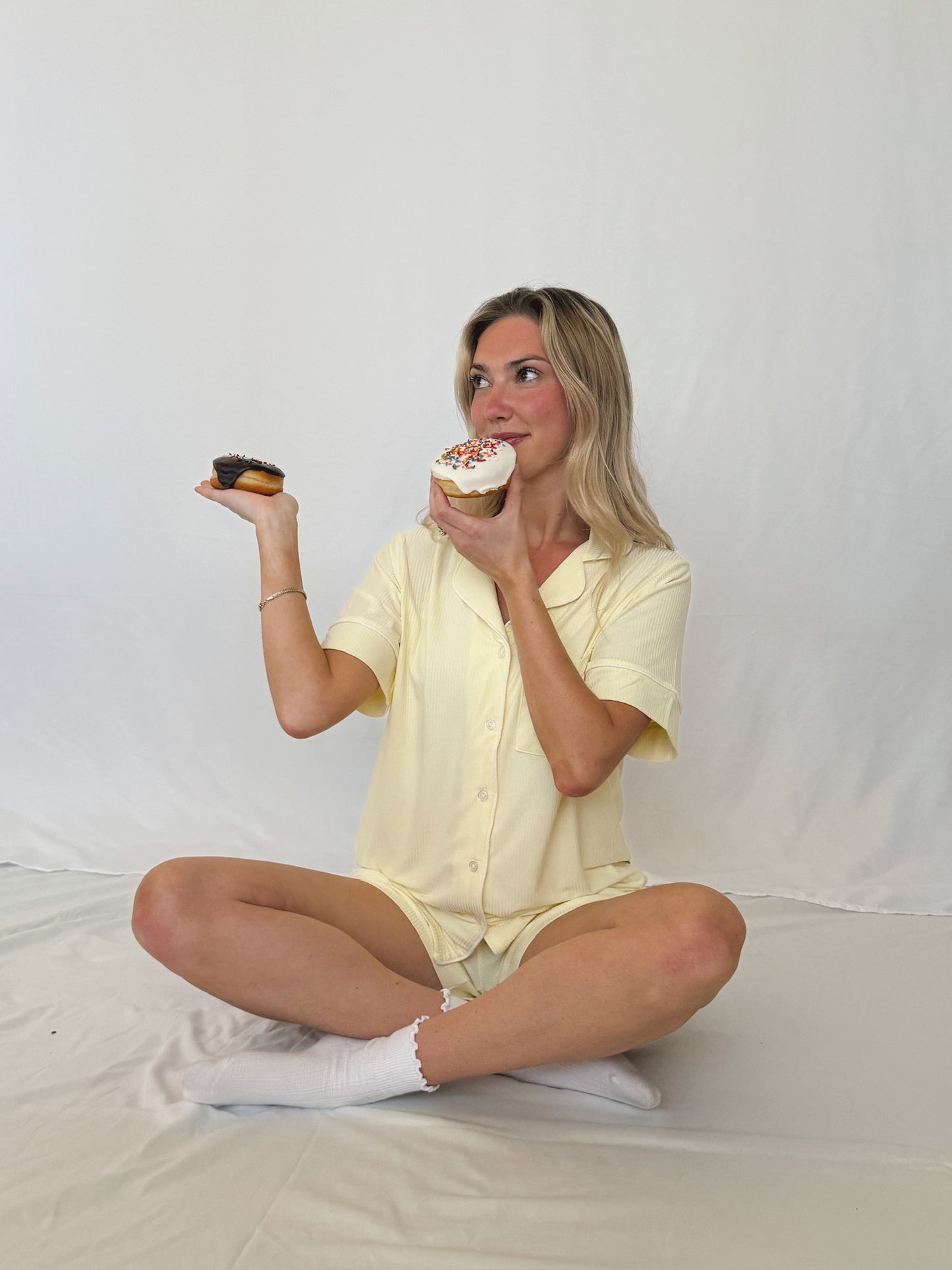 Women’s Short Sleeve Pajama Set - Soft Sunshine