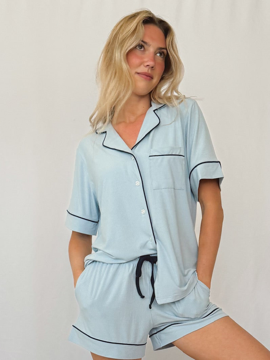 Women’s Short Sleeve Pajama Set - Soft Sky