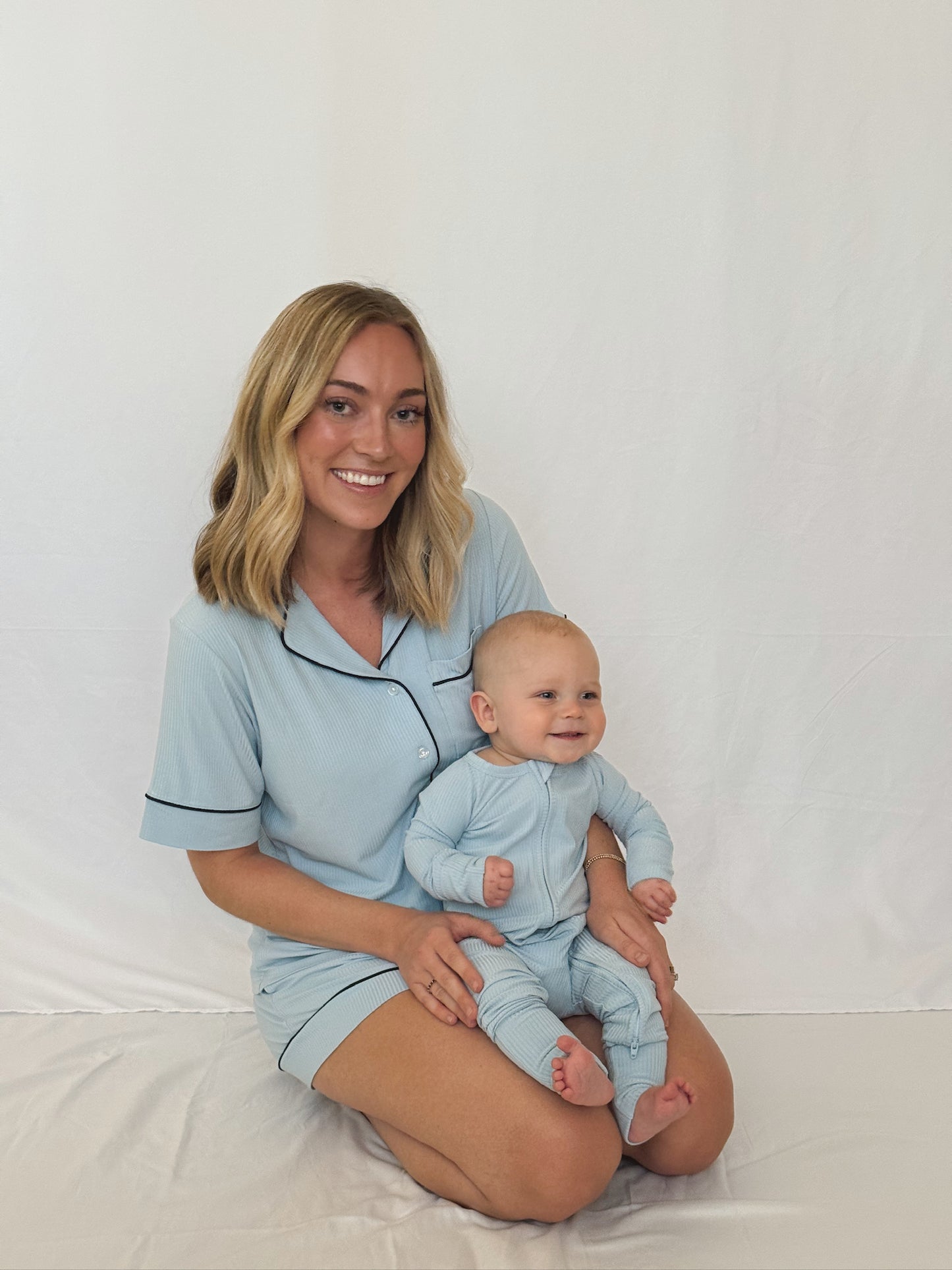 Women’s Short Sleeve Pajama Set - Soft Sky
