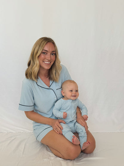 Women’s Short Sleeve Pajama Set - Soft Sky
