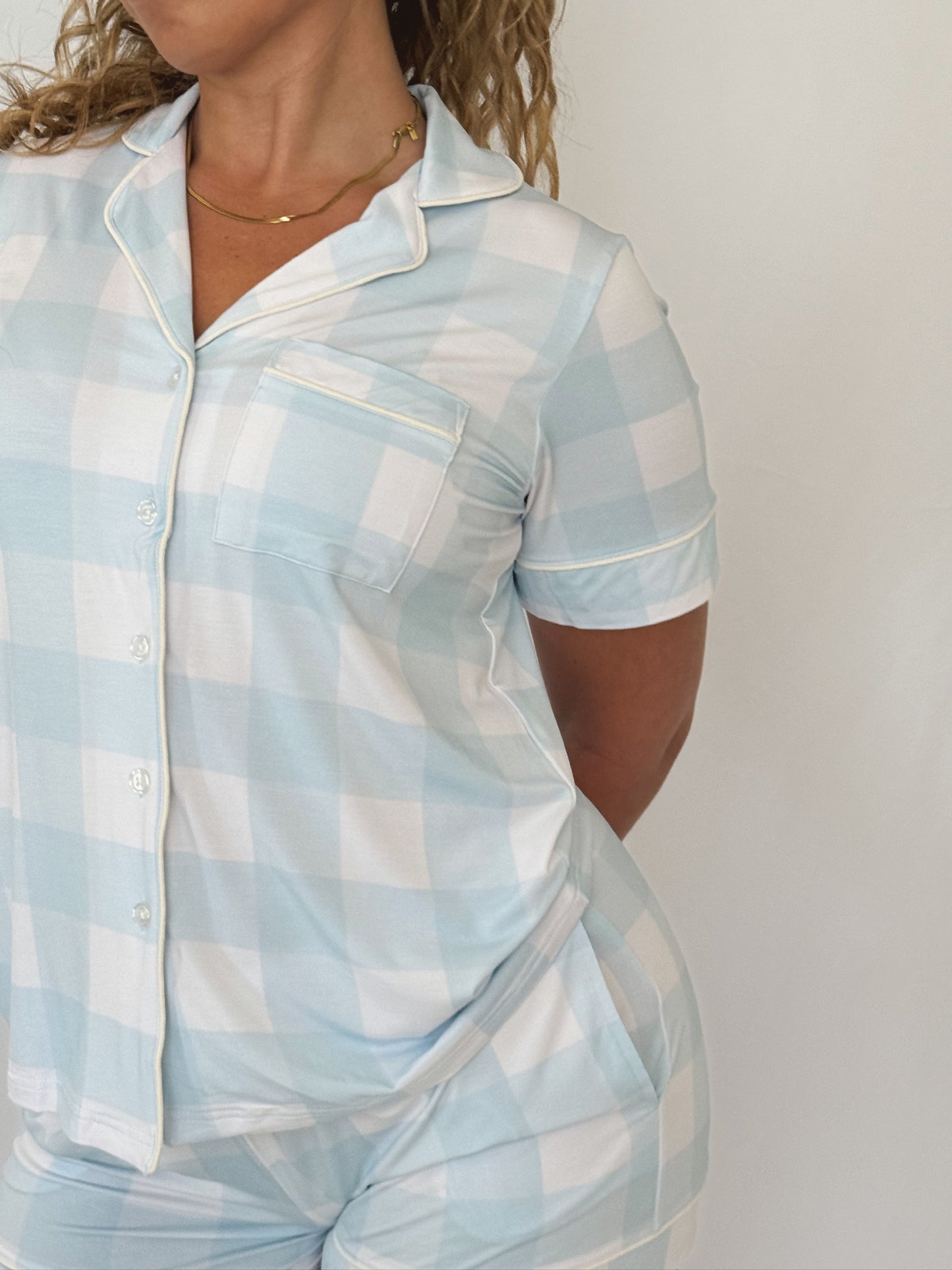 Women’s Short Sleeve Pajama Set - Cuddle Checkers